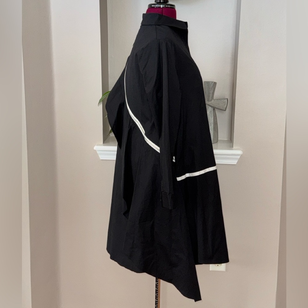 Vor Nisantasi NWOT asymmetrical black white button down ruffle zip shirt dress L - Picture 7 of 16